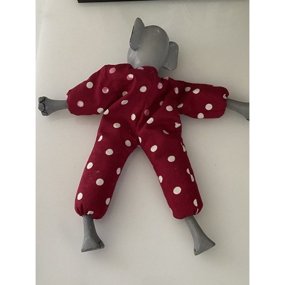 Elephant Toy Beaded Filled Soft Polka Dot Body Hand Painted Face Hands Feet Vtg - Picture 11 of 16